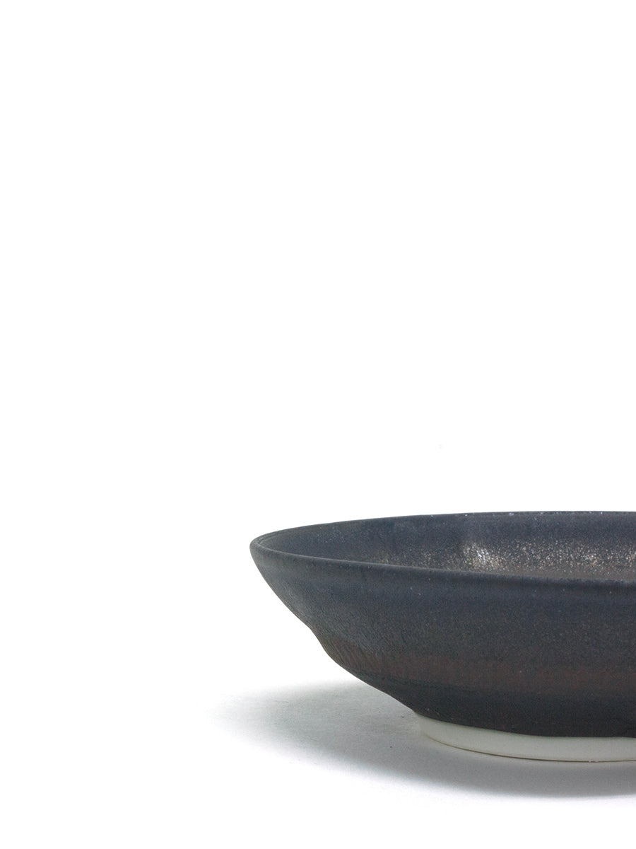 豆皿 黒陶金