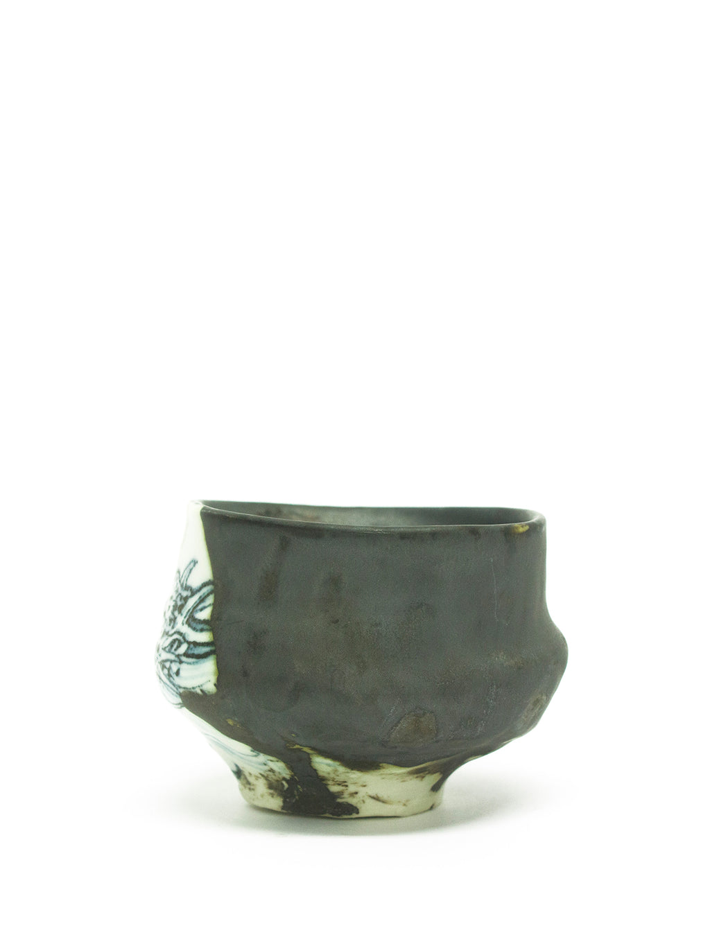 美漸龍黒織部瓷茶盌