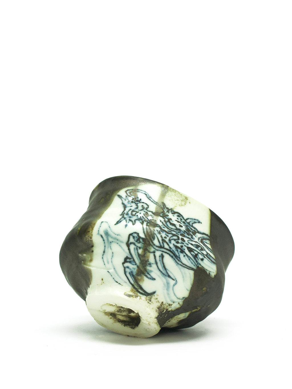 美漸龍黒織部瓷茶盌