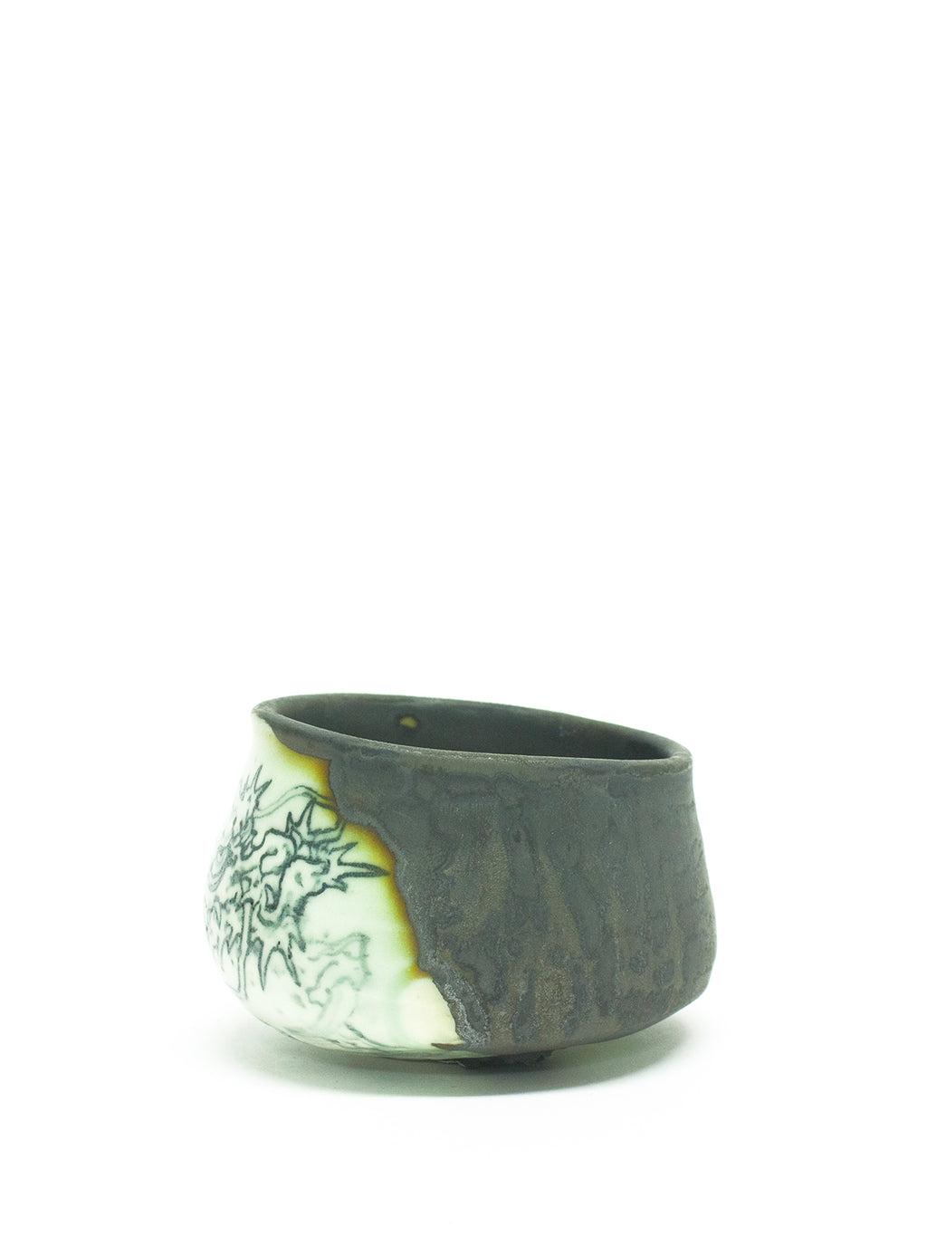 美漸龍黒織部瓷茶盌