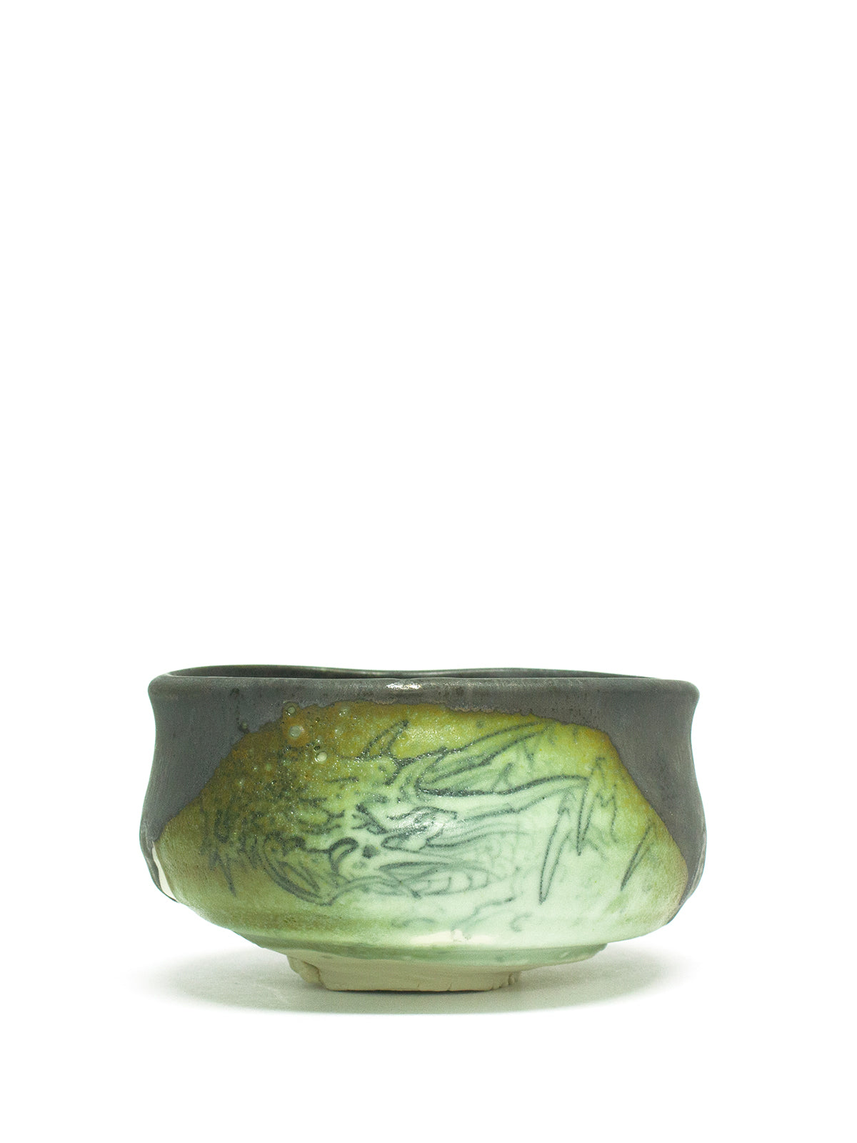 美漸龍黒織部瓷茶盌