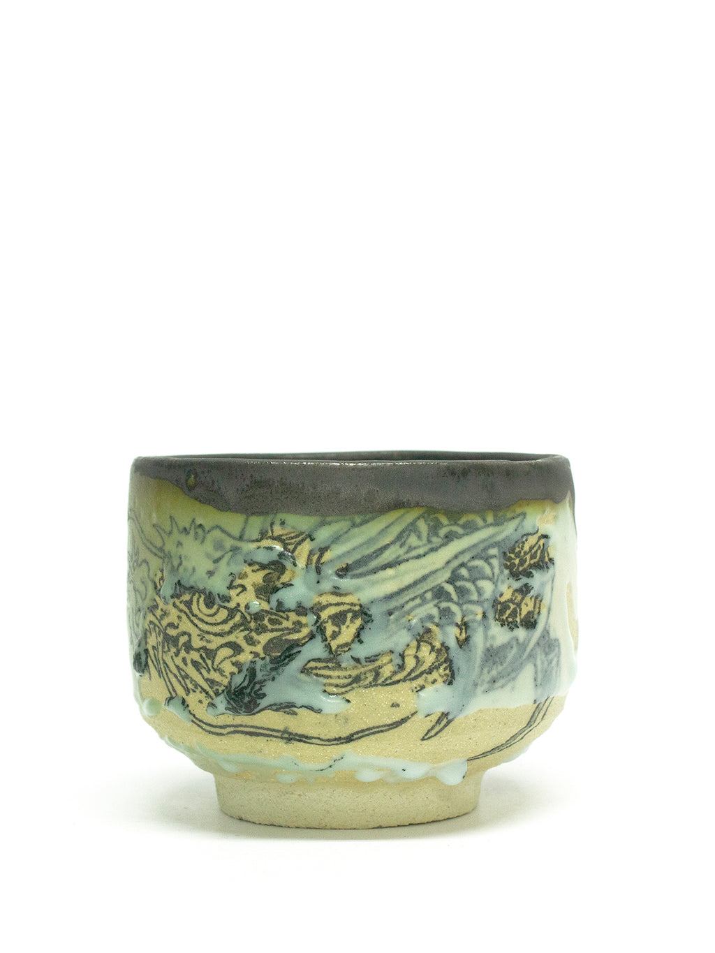 美漸龍黒織部瓷茶盌